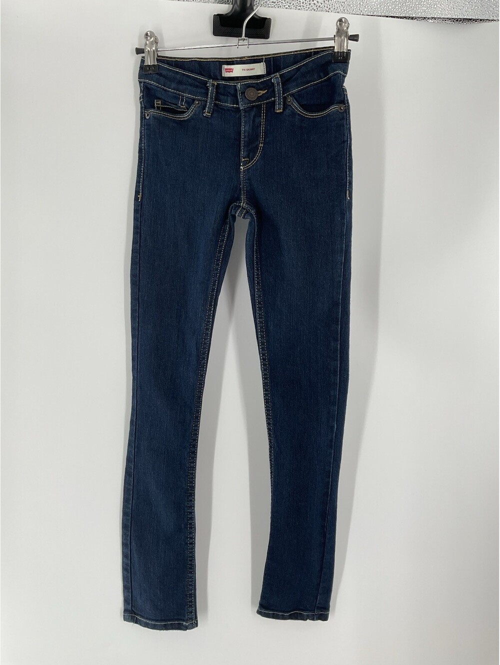 Levi Strauss & Co. Girls 711 Skinny Jeans Size 7 Slim Adjustable Waist Blue 114